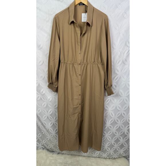 SHEIN Plus Lantern Sleeve Button Front Shirt Midi Dress Size 3XL NWT - Picture 3 of 8